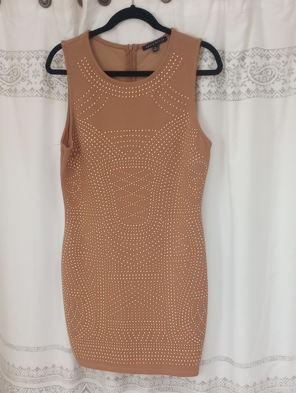 Haute Monde Studded Camel Bodycon Dress